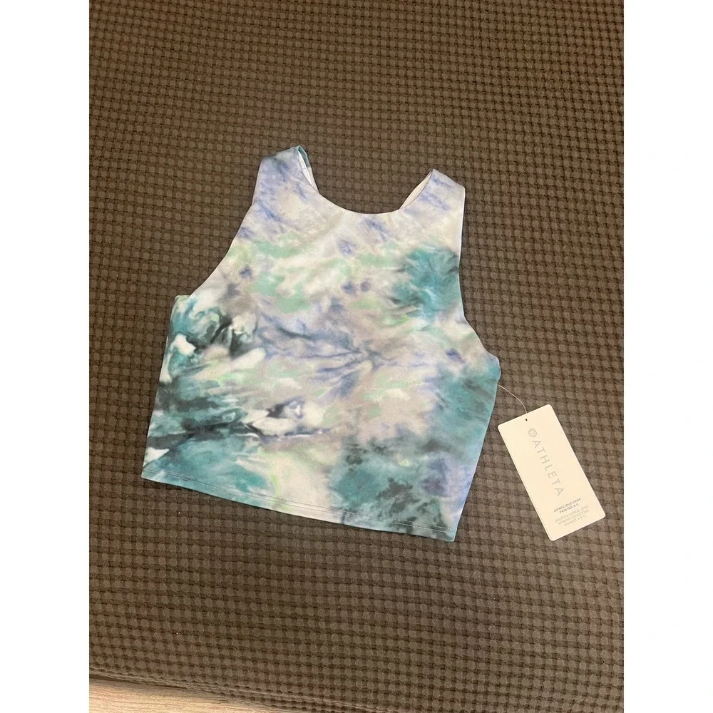 Athleta Sport Bras | NWT! Conscious Crop Printed Longline Sport Bra‎ in XS